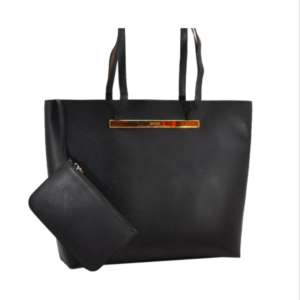 Gucci Black Leather Shoulder Tote Bag Shopper